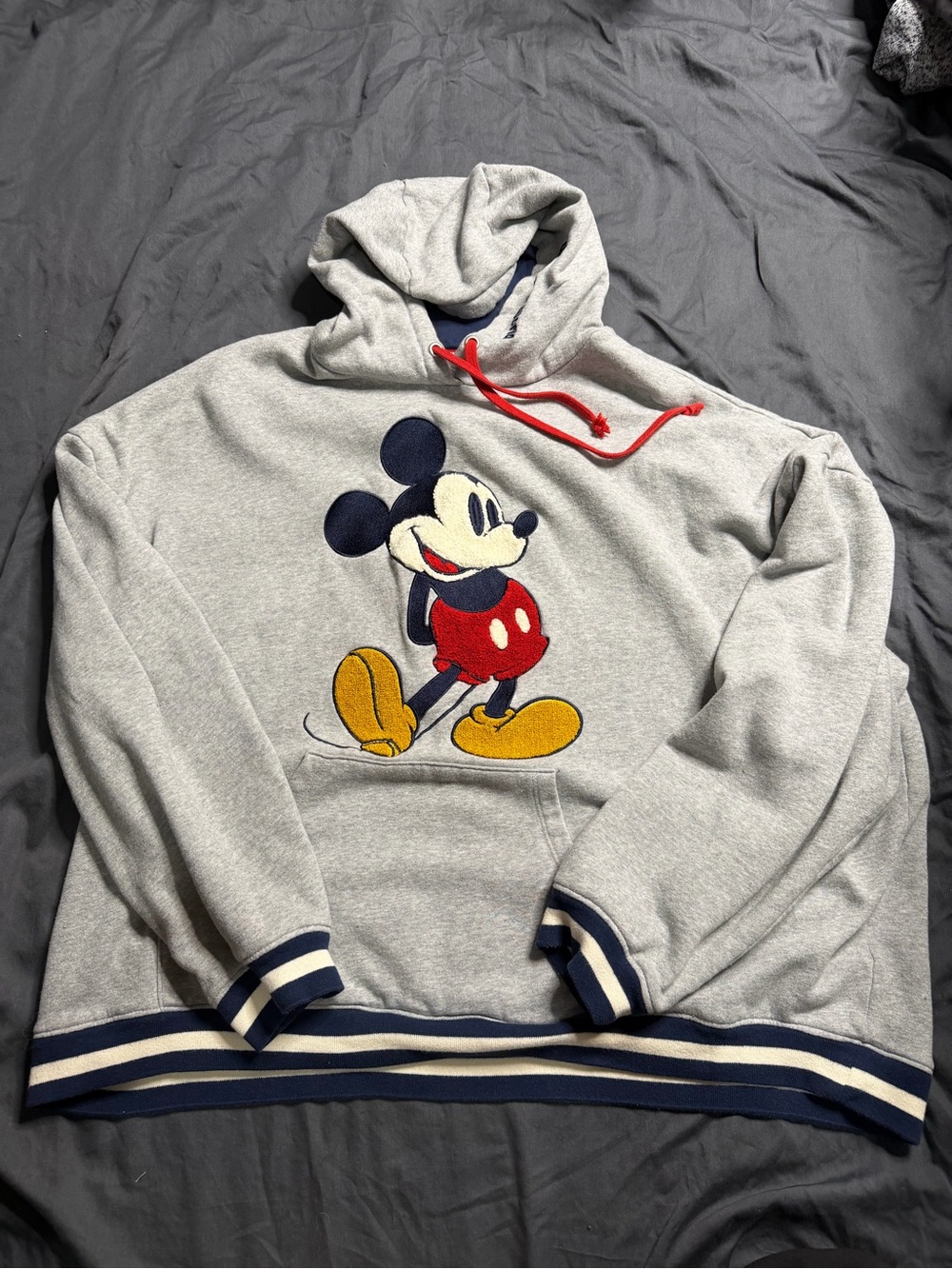 Disney Parks Gray Hoodie with Textured Mickey Mouse